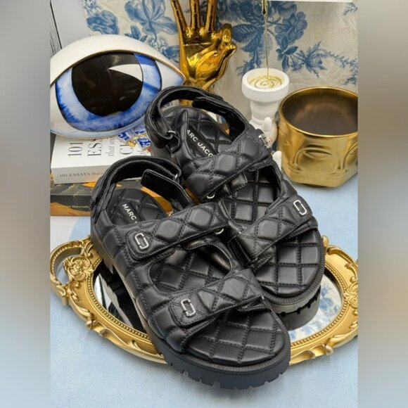 🆕 MARC JACOBS 🧿 NWOB The Quilted Sunny Leather Dad Sandals, Sz 40 US 10 - Picture 8 of 15